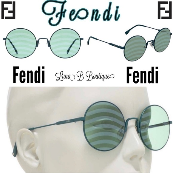 ??Authentic?FENDI? Round Green Wavy Sunglasses? main image 7